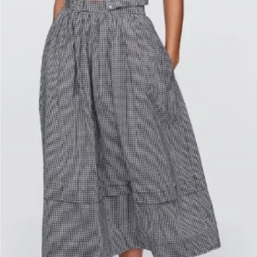 GAPxDOEN medium Black and White Gingham Midi Skirt